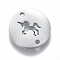 Tarnish Resistant 304 Stainless Steel Links connectors, Flat Round with Unicorn, Stainless Steel Color, 12x1mm, Hole: 1.2mm