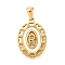 Golden 304 Stainless Steel Pendants, with Shell, Hollow Oval with Heart, Letter R, 23x16.5x2mm, Hole: 5.5x3mm