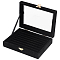 OLYCRAFT Ring Organizer Tray with Clear Lid Velvet Earring Rings Storage Box with Transparent Glass lid Cuboid Jewelry Displays Box for Earrings Rings Bracelets Travel