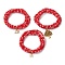 3Pcs 3 Styles Glass Stretch Bracelets, Alloy Charm Bracelets, Mixed Shapes, Inner Diameter: 2 inch(5.1cm), 1pc/style