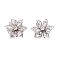 Acrylic Rhinestone Flower Flat Back Cabochons, with Brass Findings, Platinum, Clear, 24x7mm