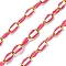 304 Stainless Steel Enamel Cable Chains, Soldered, with Spool, Ion Plating(IP), Real 18K Gold Plated, Hot Pink, 6.5x3x0.5mm, about 32.81 Feet(10m)/Roll