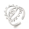 Tarnish Resistant 201 Stainless Steel Open Cuff Ring Rhinestone Settings, Eye Ring for Men Women, Stainless Steel Color, US Size 7 1/2(17.8mm), Fit for 1.6mm Rhinestone