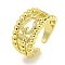 Rack Plating Brass Micro Pave Cubic Zirconia Belt Buckle Open Cuff Rings for Women, Long-Lasting Plated, Cadmium Free & Lead Free, Real 18K Gold Plated, 12.5mm