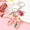 Resin & Acrylic & Faux Suede Tassel Keychain, with Alloy Clasp and Iron Rings, Letter R, 10cm