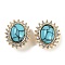 Synthetic Turquoise Sew on Rhinestone, with Brass Micro Pave Cubic Zirconia Findings, Oval, Real 18K Gold Plated, 13x11x8.5mm, Hole: 1.5mm
