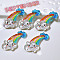 Transparent Resin Cabochons, with Paillette, Rainbow, 31x36mm