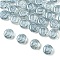 Electroplate Glass Beads, Flat Round with Letter, Light Steel Blue, Letter D, 9.5~10x4~5mm, Hole: 1mm, about 30pcs/set