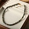 Natural Indian Agate Disc Heishi Beaded Necklaces for Women, with Stainless Steel End Chains, Golden, 15.75 inch(40cm)