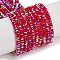 Electroplate Glass Beads Strands, Pearl Luster Plated, Faceted, Rondelle, Red, 2.4~3.2x4mm, Hole: 1mm, about 147~152pcs/strand, 39~45cm