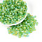 Glass Beads, Imitation Cat Eye Beads, Rondelle, Two Tone, Lime Green, 6x3~3.5mm, Hole: 0.9~1mm, about 2720pcs/pound
