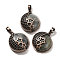 Natural Labradorite Pendants, with Brass Findings, Flat Round, 26.5x23x9mm, Hole: 8x5mm