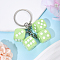 Plastic Keychain, with Platinum Iron Rings, Dice, Lime, 75mm