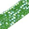 Transparent Glass Beads Strands, Faceted, Frosted, Half AB Color Plated, Rondelle, Green, 2.9~3.3x2mm, Hole: 0.7mm, about 135~140pcs/strand, 32~34cm