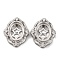 Brass Micro Pave Clear Cubic Zirconia Cabochon Settings, Oval, Rack Plating, Lasting Plated, Cadmium Free & Lead Free, Platinum, Tray: 13x10mm, 21x17.5x5.5mm
