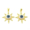 Real 18K Gold Plated Brass Pendants, with Cubic Zirconia and Acrylic, Evil Eye, 32x28.5x6mm, Hole: 4.5x3.5mm