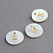 Freshwater Shell Pendants, Flat Round with Gold Blocking Letter.Z, 11.5x2mm, Hole: 1.5mm