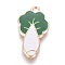 Alloy Pendants, with Enamel, Cabbage, Light Gold, Green, 23x13x2mm, Hole: 1.6mm