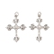 Brass Micro Pave Cubic Zirconia Pendants, with Jump Ring, Cross Charms, Real Platinum Plated, 30x22x2.5mm, Hole: 3mm