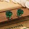 Cubic Zirconia Clip-on Earrings, Magnetic Stainless Steel Non-piercing Earrings, Stainless Steel Color, Diamond, Dark Green, 8mm