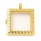 Glass Interface, 304 Stainless Steel Locket Pendants, with 201 Stainless Steel Pendant Bails and Rhinestone, Square, Golden, 31x27x6mm, Hole: 4mm