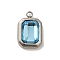 304 Stainless Steel Glass Pendants, Rectangle Charms, Stainless Steel Color, Aqua, 13.5x9x5mm, Hole: 1.4mm