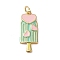 Rack Plating Brass Enamel Pendants, with Jump Ring, Cadmium Free & Lead Free, Real 18K Gold Plated, Ice Cream Charm, Aquamarine, 23x10x2.2mm, Hole: 3.4mm
