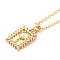 Brass Micro Pave Cubic Zirconia Pendants Necklace, Rectangle, 17.64 inch(44.8cm)