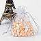 Heart Printed Organza Bags, Jewelry Gift Mesh Pouches for Wedding Party Christmas Candy Bags, Gift Bags, Rectangle, White, 9x7cm