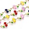 304 Stainless Steel Enamel Cherry Link Chains, with Spool, Soldered, Real 18K Gold Plated, Ion Plating(IP), Mixed Color, 11.5x7.5x2~2.5mm, about 32.81 Feet(10m)/Roll