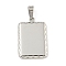 Non-Tarnish 304 Stainless Steel Pendants, Rectangle Charm, Stainless Steel Color, 23x15x2mm, Hole: 5x3mm