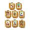 Barss Pendants, with Plastic Beads and Paper, Rectangle with Fantastic Saints, Cadmium Free & Nickel Free & Lead Free, Goldenrod, 27x22x6mm, Hole: 2.2mm
