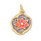 Brass Micro Pave Cubic Zirconia Pendants, with  Enamel, Flower Charms, Rack Plating, Lasting Plated, Cadmium Free & Lead Free, with Jump Ring, Lilac, 14.5x11.5x3mm, Hole: 3mm