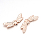 Cadmium Free & Nickel Free & Lead Free Alloy Beads, Long-Lasting Plated, Wing, Rose Gold, 7x20x3mm, Hole: 1mm