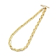 304 Stainless Steel Interlocking Triple Herringbone Chain Necklace for Men Women NJEW-H167-01G-1