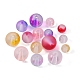 190Pcs 15 Style Frosted Spray Painted Glass Beads Strands GLAA-FS0001-27-3