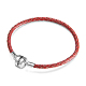TINYSAND Sterling Silver Red Leather European Bracelets TS-B134-R-18-1