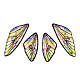 透明樹脂ウィングペンダントセット  金箔  蝶の羽のチャーム  カラフル  29.5~39.5x14.5x2.5mm  穴：0.8mm  2のペア/セット X-RESI-TAC0021-01A-1