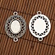 Tibetan Style Alloy Connector Cabochon Bezel Settings and Oval Transparent Glass Cabochons DIY-X0206-AS-4