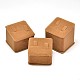 コラム木製アクセサリーリングディスプレイスタンドセット  ベルベットで覆われた  砂茶色  4.5x6.2x6.3cm RDIS-L001-09-1