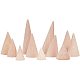 Wooden Ring Displays, Cone Shaped Finger Ring Display Stands, Blanched Almond, 19~39x25.5~78mm, 11pcs/set