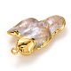 天然真珠のペンダント  ゴールデン真鍮パーツ  ナゲット  貝殻色  31~48x21~40x9~11.5mm  穴：1.6mm KK-H745-03G-4