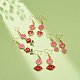 Boucles d'oreilles pendantes en alliage d'émail rouge EJEW-JE05032-2