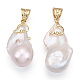 Ciondoli di perle keshi con perle barocche naturali PEAR-N020-J27-3