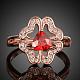 Классические женские кольца из латуни с цирконием и настоящим розовым золотом RJEW-BB04873-8RG-2