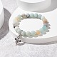 Natural Frosted Flower Amazonite Round Beaded Stretch Bracelet with Dragon Charm BJEW-JB07596-2