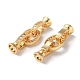 Rack Plating Brass Pave Clear Cubic Zirconia Fold Over Clasps KK-M264-14G-2