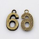 Rack Plated Zinc Alloy Number Charms PALLOY-A062-6AB-NR-1