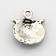 Vintage Antique Silver Plated Alloy Pave Rhinestone Owl Head Charms X-ALRI-O010-M-3
