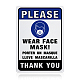 UV保護＆防水アルミニウム警告サイン  フェイスマスクサインを着用してください  ブルー  350x250x1mm  穴：4mm AJEW-GL0001-05C-01-1